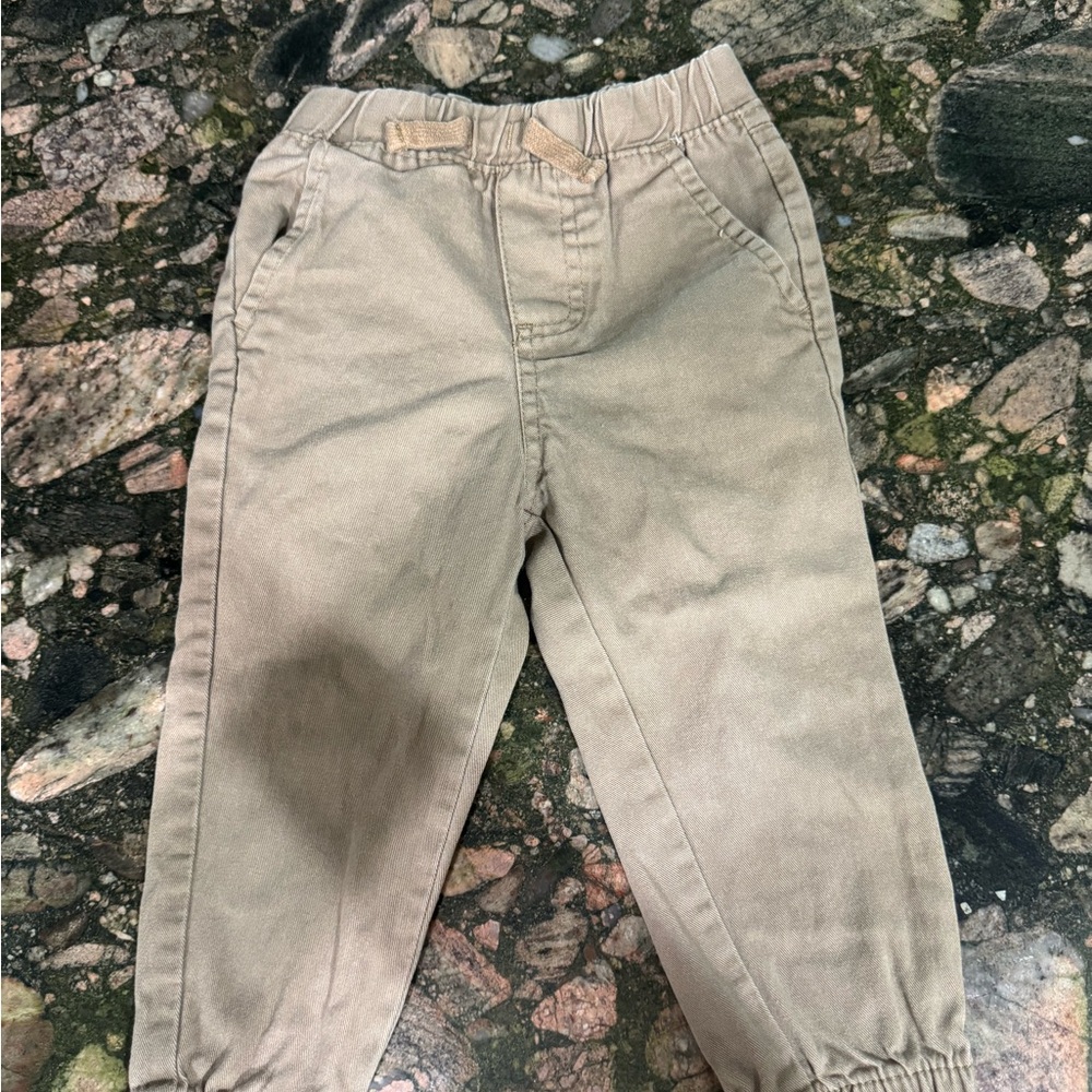 Kids Tan Elastic Waist Pants